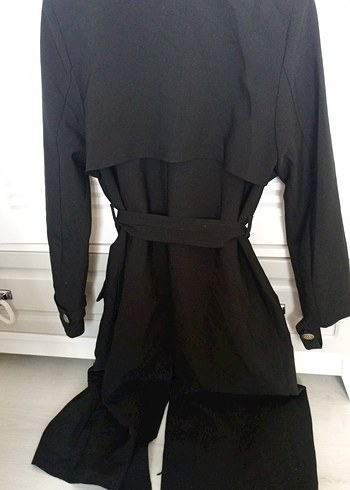 Kadın Siyah Uzun Trenchcoat - Görsel 4