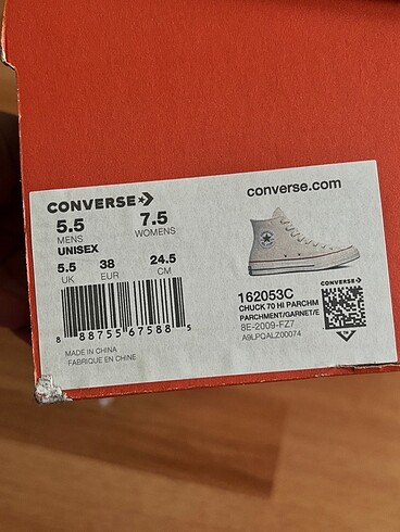 38 Beden ten rengi Renk Orijinal Converse Krem Rengi