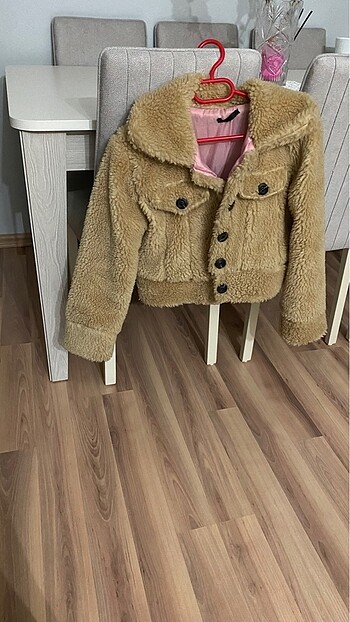 s Beden Crop teddy bear peluş ceket
