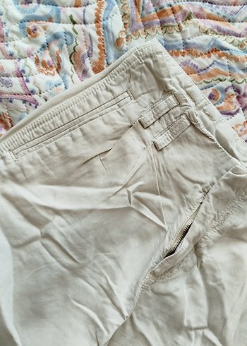 Beyaz Keten Salaş Hamile Şortu - Görsel 5