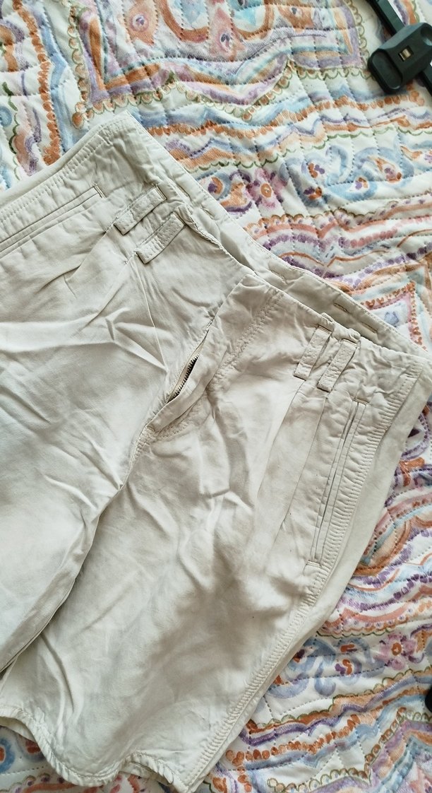 Beyaz Keten Salaş Hamile Şortu - Görsel 4