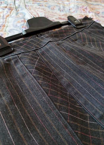 Lacivert Çizgili Hamile Midi Etek - Görsel 5