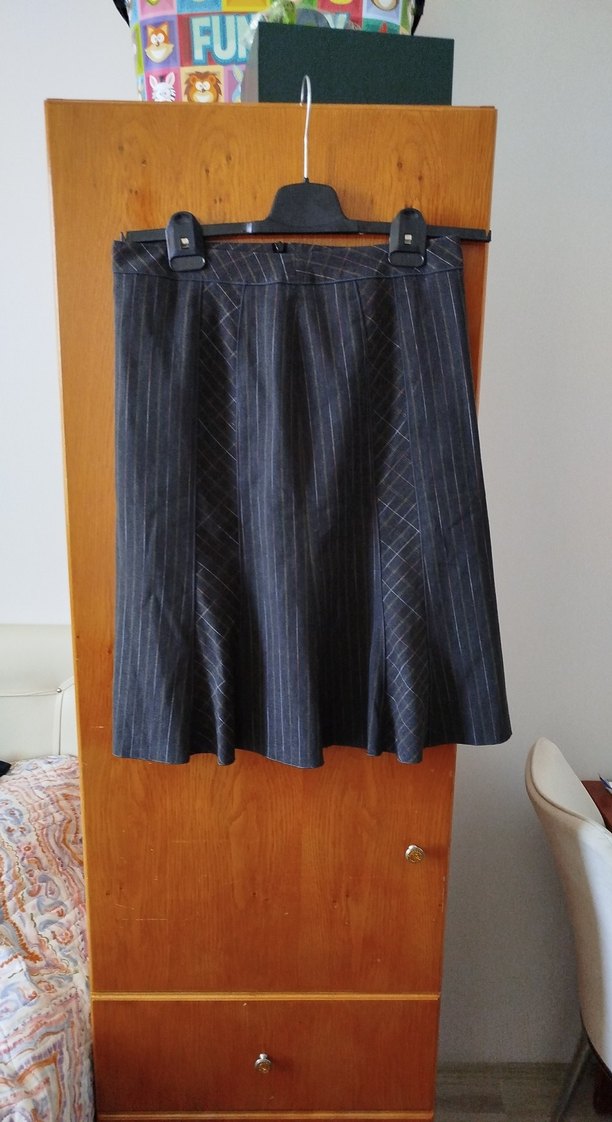 Lacivert Çizgili Hamile Midi Etek - Görsel 2