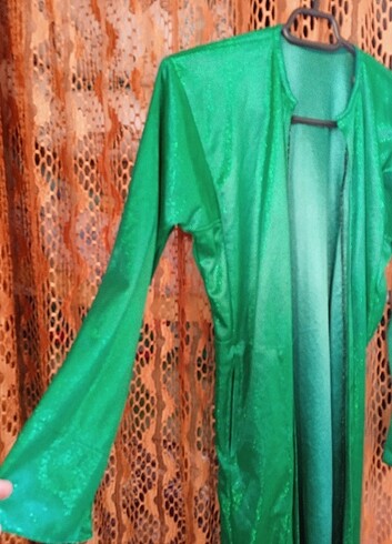 m Beden Üst elbisesi tek yeşil simli