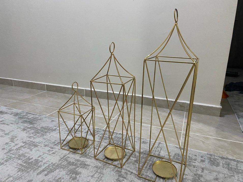 Altın Renk Metal Mumluk Seti - Görsel 2