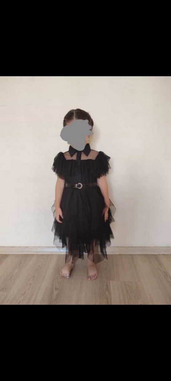 Kız Çocuk Siyah Fırfırlı Gotik Elbise..wednesday elbisesi - Görsel 2