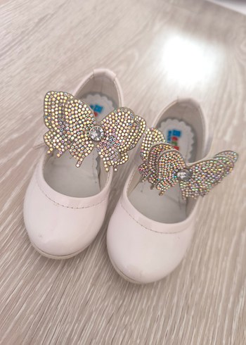 Kız Çocuk Beyaz Taşlı Topuklu Bale Ayakkabısı - Görsel 4