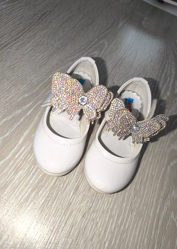 Kız Çocuk Beyaz Taşlı Topuklu Bale Ayakkabısı - Görsel 5