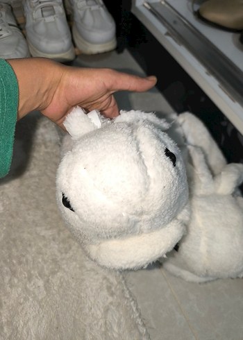 Beyaz Peluş Tavşan Ev Terliği - Görsel 3