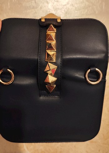  Beden siyah Renk lacivert Tokalı Gotik Kadın Çantası