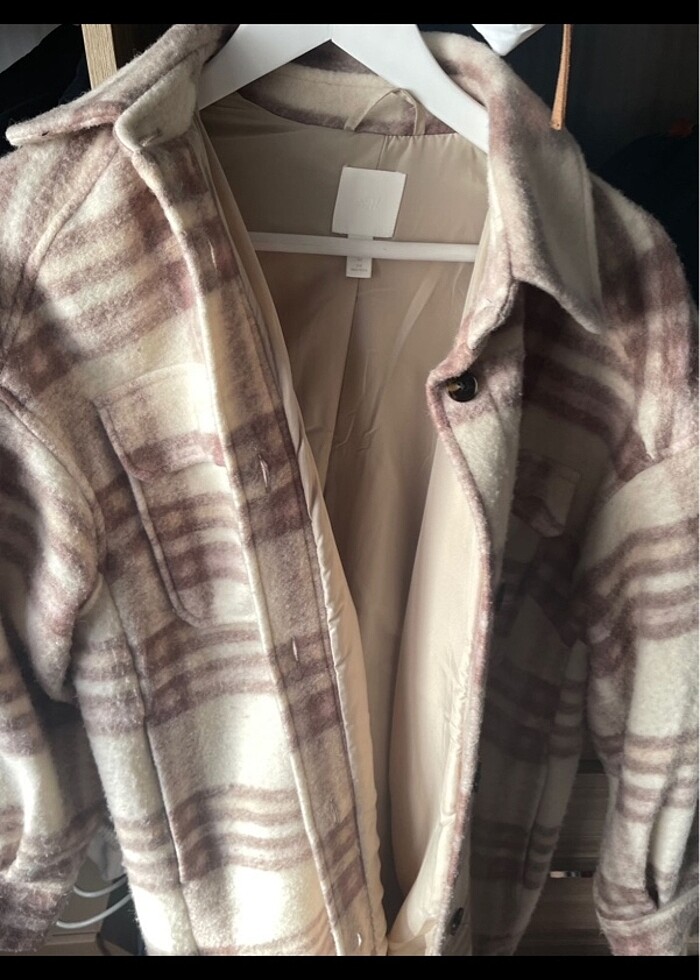 Keçe karisimli uzun gömlek ceket - Görsel 2