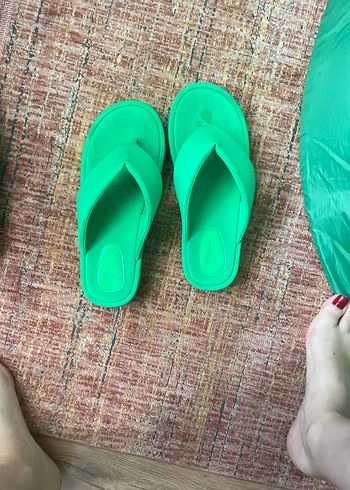 40 Beden H&M Yeşil Platform Topuklu Kadın Terlik
