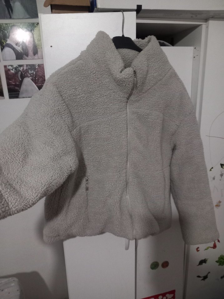 Gri Peluş mont - Görsel 2