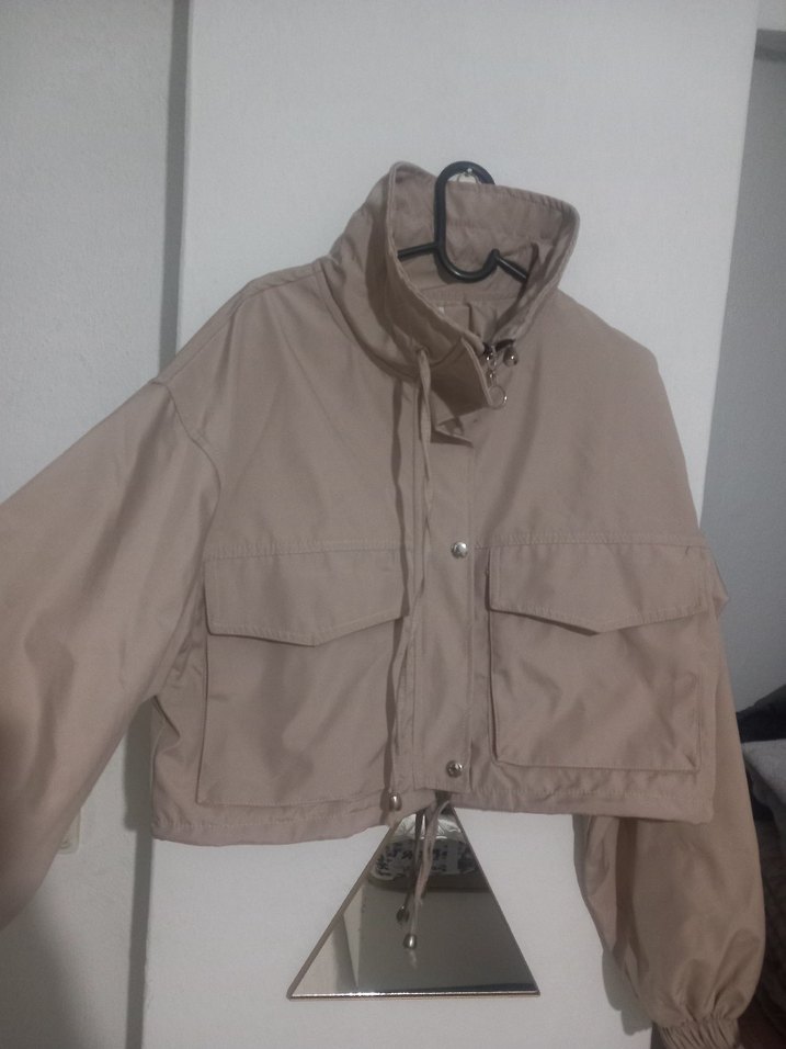 Bej Kısa Street Wear Kadın Ceket - Görsel 3