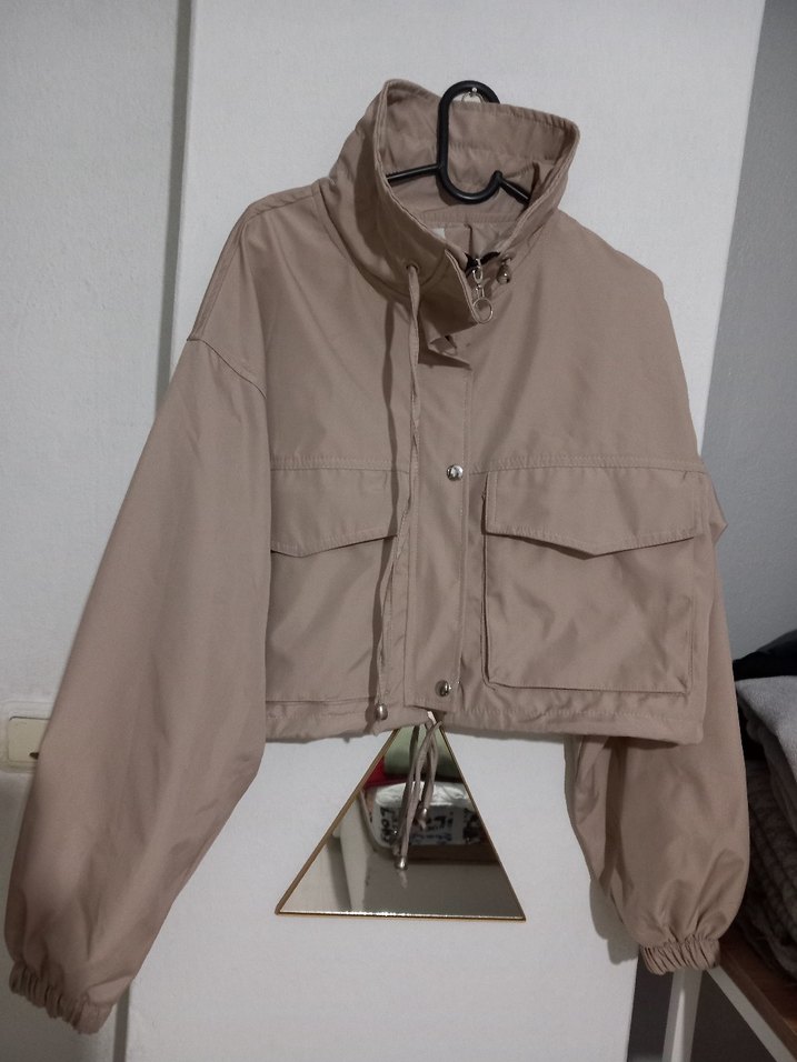 Bej Kısa Street Wear Kadın Ceket - Görsel 2