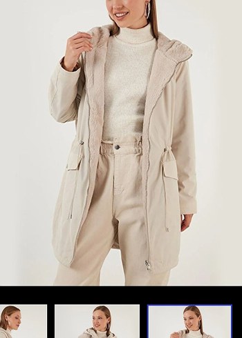 Only Ekru Kadın Peluş Kaban - Görsel 2