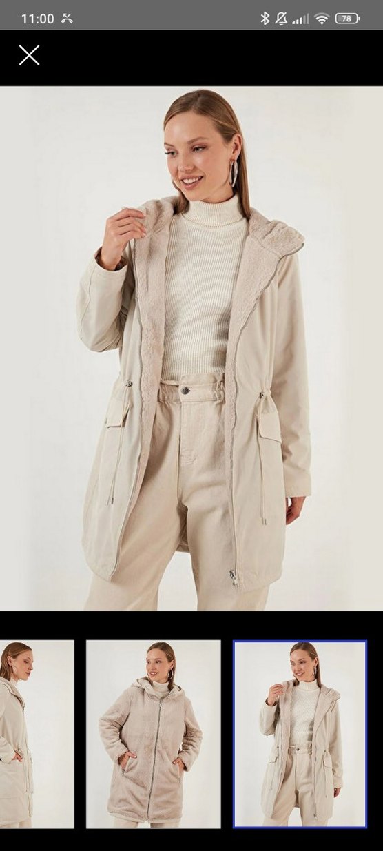 Only Ekru Kadın Peluş Kaban - Görsel 2