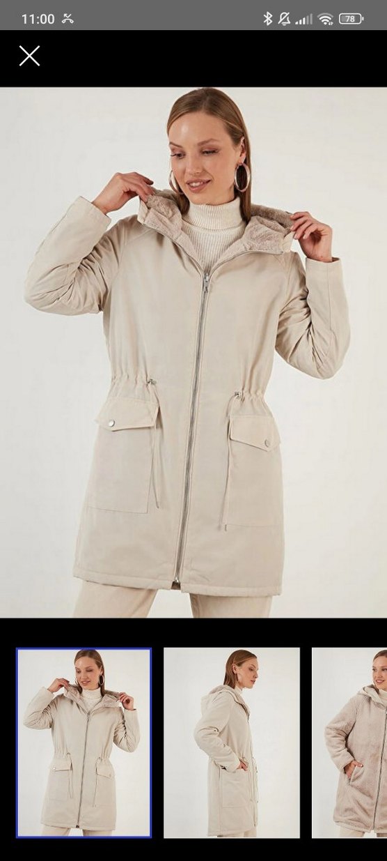 Only Ekru Kadın Peluş Kaban - Görsel 4