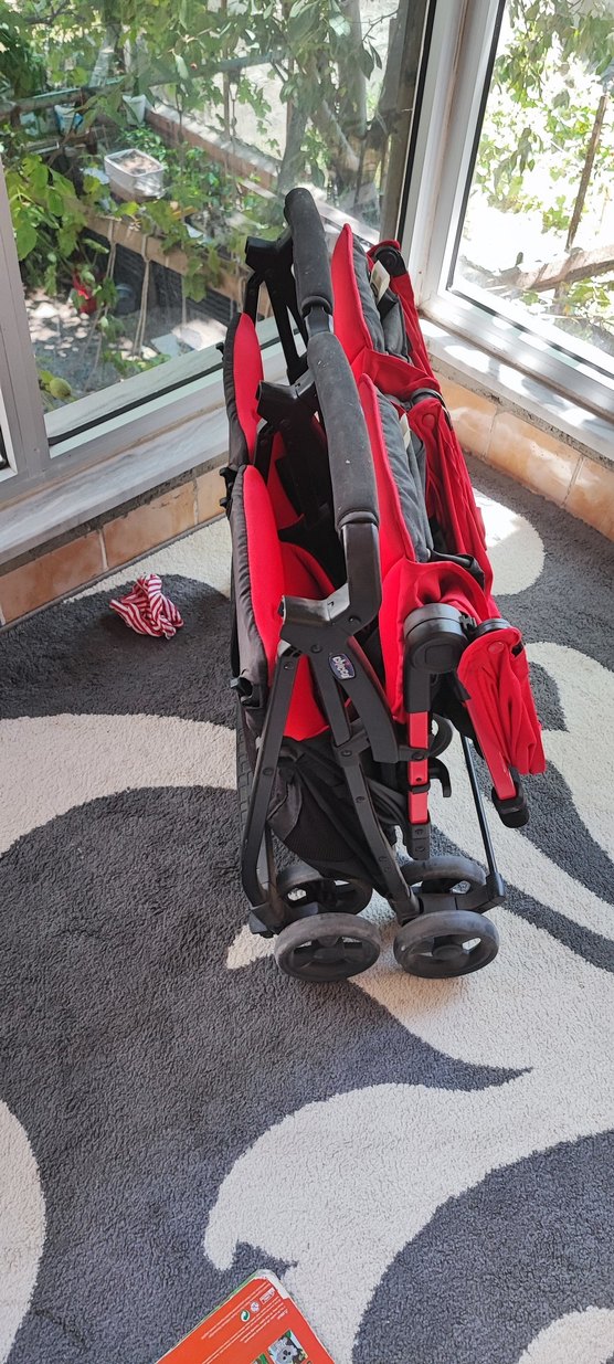 Kırmızı İkiz Bebek Arabası - Görsel 3