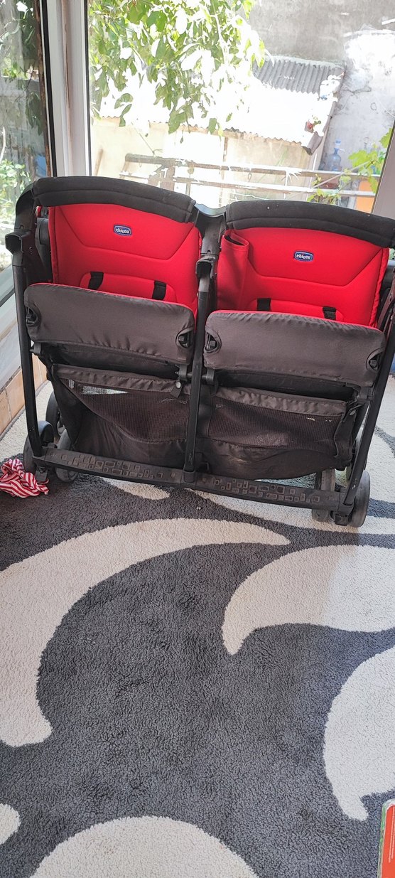 Kırmızı İkiz Bebek Arabası - Görsel 4