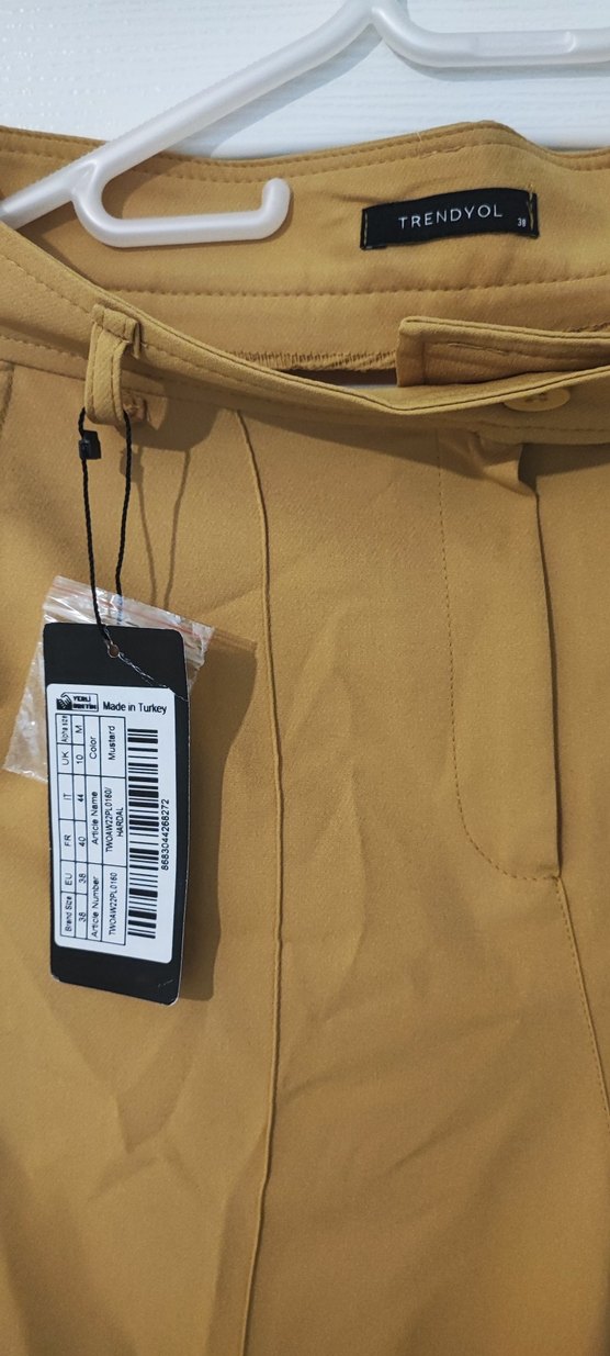 Hardal Kemerli Kadın Kumaş Pantolon - Görsel 2