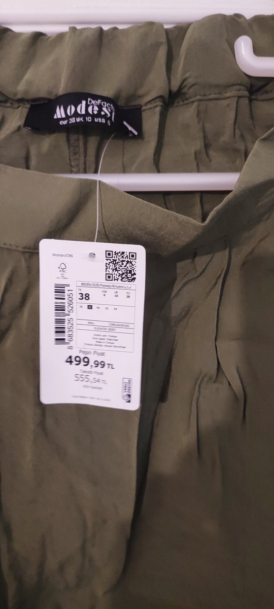 Kadın Haki poplin Etek - Görsel 2