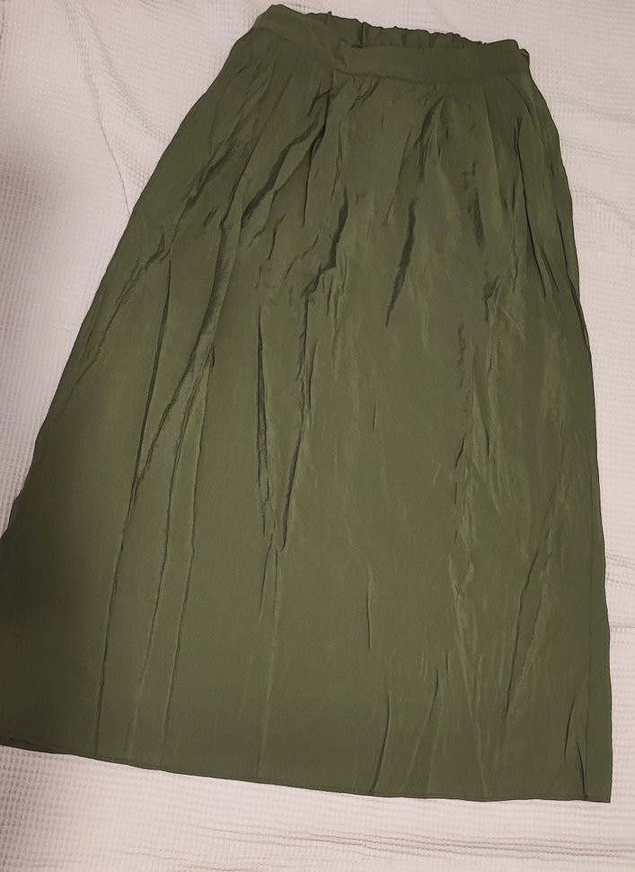 Kadın Haki poplin Etek - Görsel 3