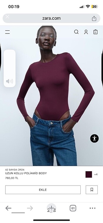 Zara Zara polyamid zıbınlı body
