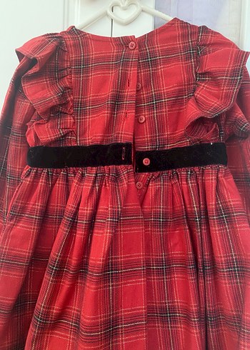 Kırmızı Ekoseli Kız Çocuk Elbise - Görsel 3