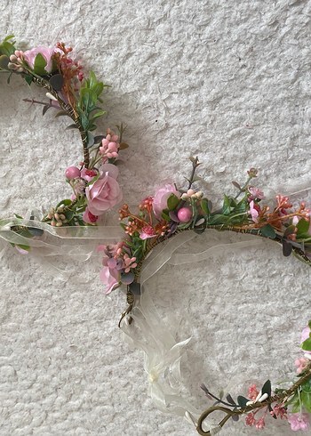 Pembe Yeşil Çiçekli Anne Kız Saç Aksesuarı - Görsel 2