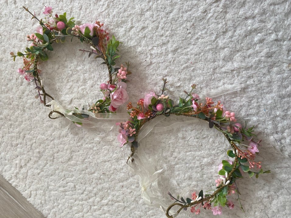 Pembe Yeşil Çiçekli Anne Kız Saç Aksesuarı - Görsel 2