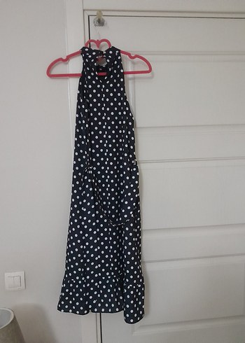 Siyah Puantiyeli Halter Elbise