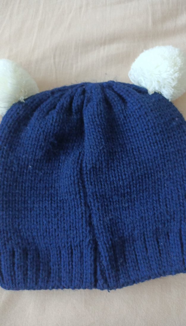 Çocuk Örgü Mavi Nakışlı Bere - Görsel 2