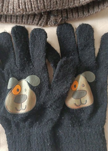 Gri Nakışlı Erkek Triko Bere ve Eldiven Seti - Görsel 5