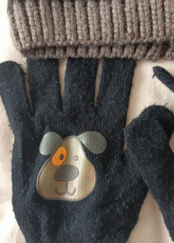 Gri Nakışlı Erkek Triko Bere ve Eldiven Seti - Görsel 2