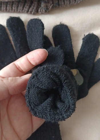 Gri Nakışlı Erkek Triko Bere ve Eldiven Seti - Görsel 6