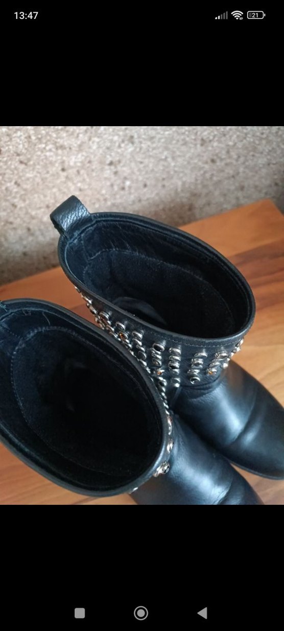 Kadın Siyah Deri Tokalı Biker Botlar - Görsel 4