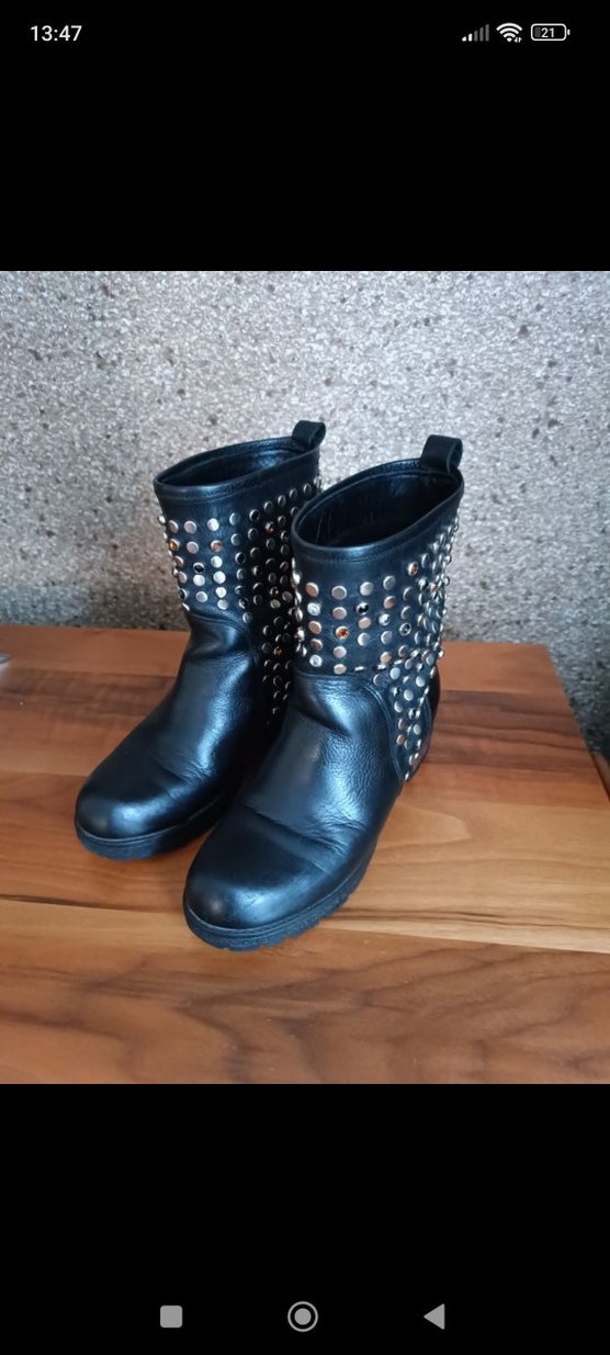 Kadın Siyah Deri Tokalı Biker Botlar - Görsel 2