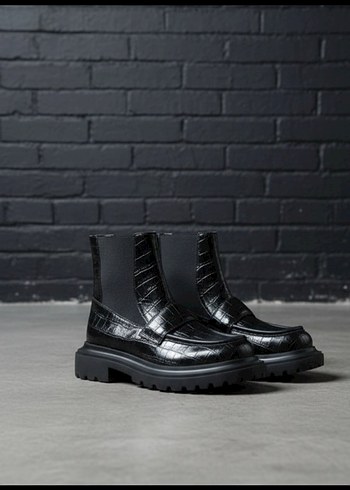 Siyah Deri Tokalı Kadın Botu - Görsel 2