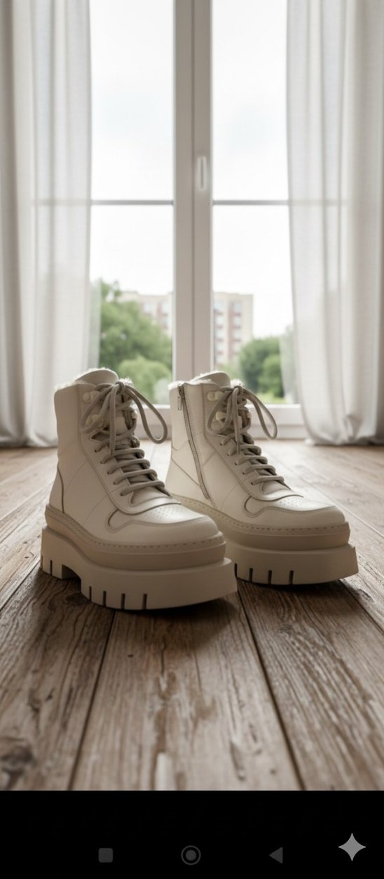 Beyaz Tüylü Platform Topuklu Kadın Bot - Görsel 4