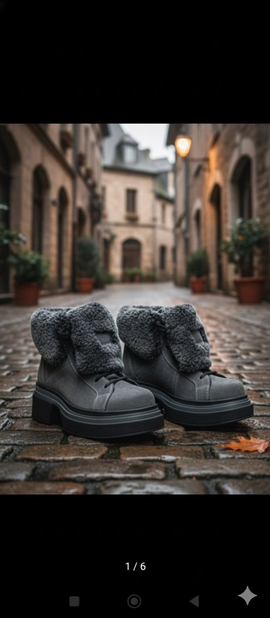 Kürklü Kahverengi Süet Platform Bot - Görsel 4