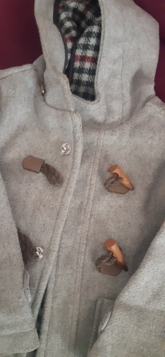 Düğmeli Gri Yün kaban hiç bir deformesi yoktur cuzi bir indirim - Görsel 3