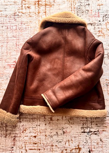 Kahverengi Süet Kürk Detaylı Kadın Ceket - Görsel 4