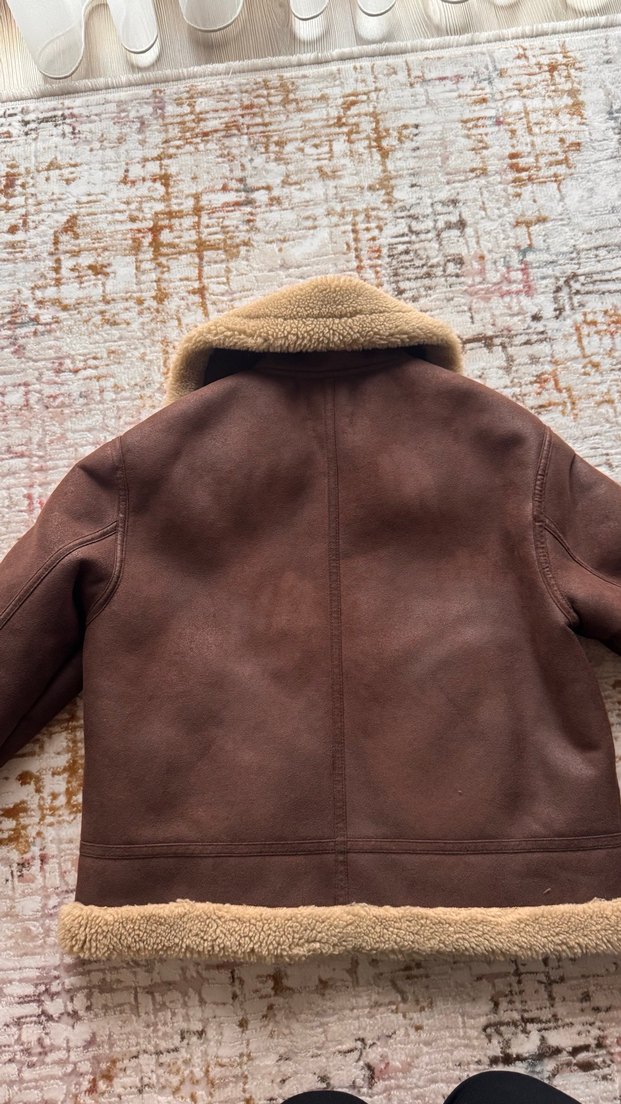 Kahverengi Süet Kürk Detaylı Kadın Ceket - Görsel 3