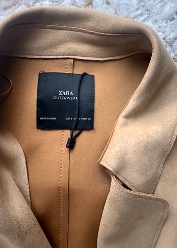 Bej Süet Uzun Kadın Trençkot - Görsel 2