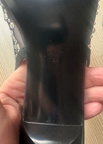 Payetli Siyah Stiletto Kadın Abiye Ayakkabı - Görsel 6