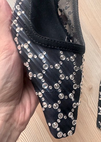 Payetli Siyah Stiletto Kadın Abiye Ayakkabı - Görsel 5