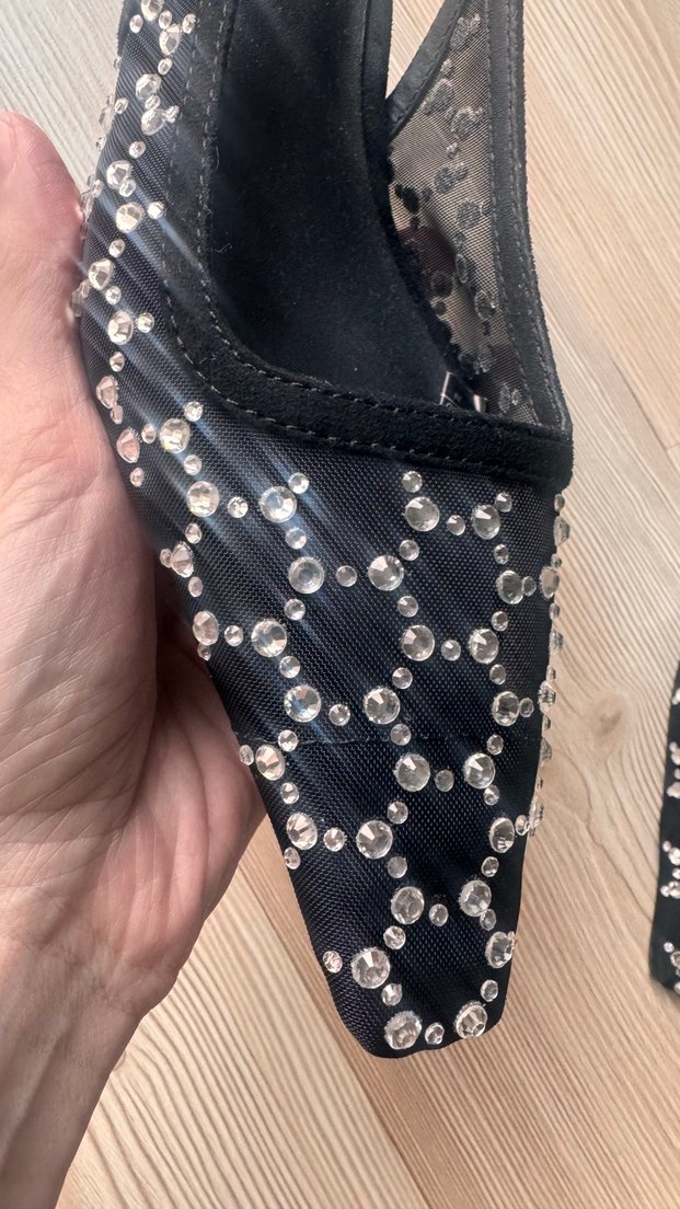 Payetli Siyah Stiletto Kadın Abiye Ayakkabı - Görsel 5