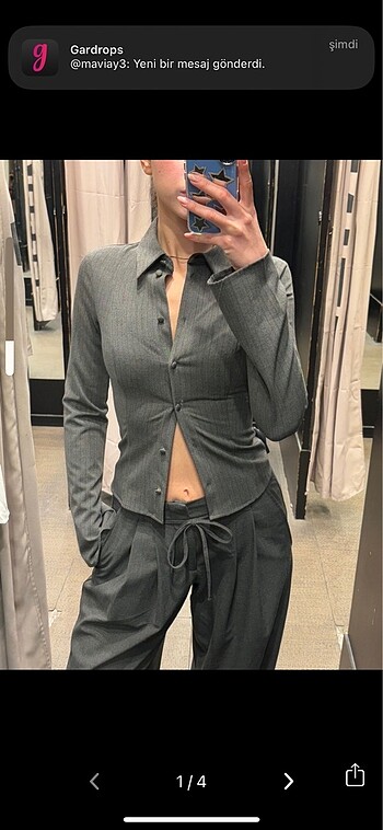 bershka gri gömlek
