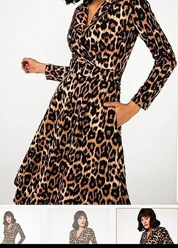 xl Beden Leopar elbise